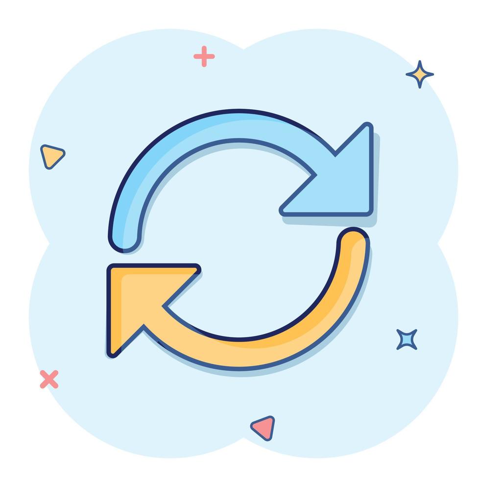 Recycle icon in comic style. Reuse cartoon vector illustration on white isolated background. Recycling splash effect sign business concept.