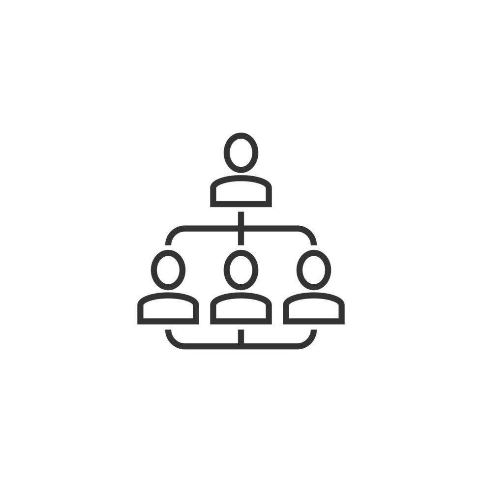 Corporate organization chart with business people vector icon in flat style. People cooperation illustration on white background. Teamwork business concept.
