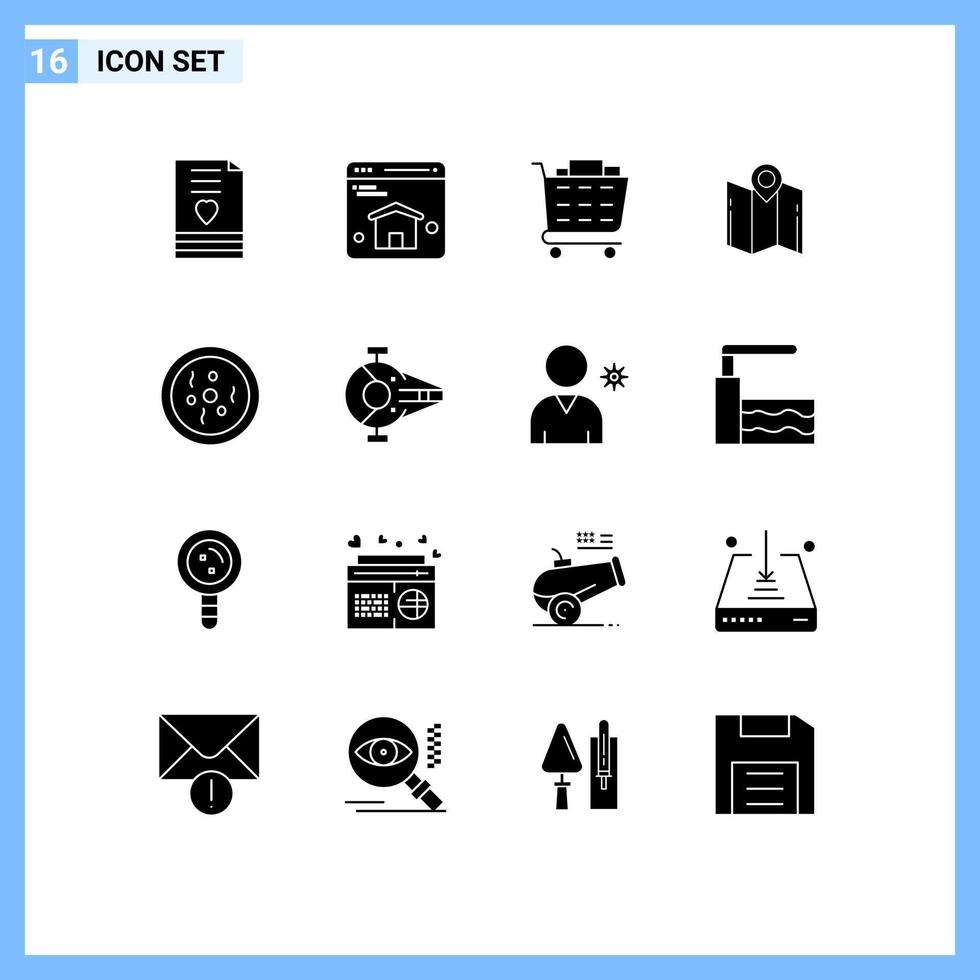 16 Solid Glyph concept for Websites Mobile and Apps dish pointer buy navigation direction Editable Vector Design Elements