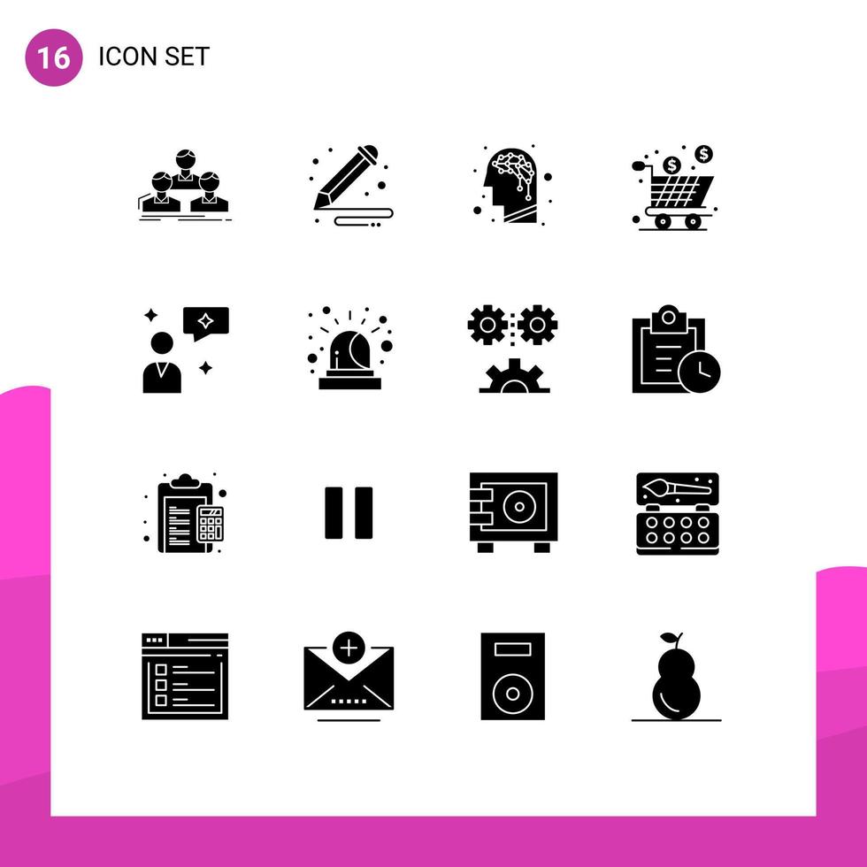 16 Creative Icons Modern Signs and Symbols of man chat product pencil full box Editable Vector Design Elements