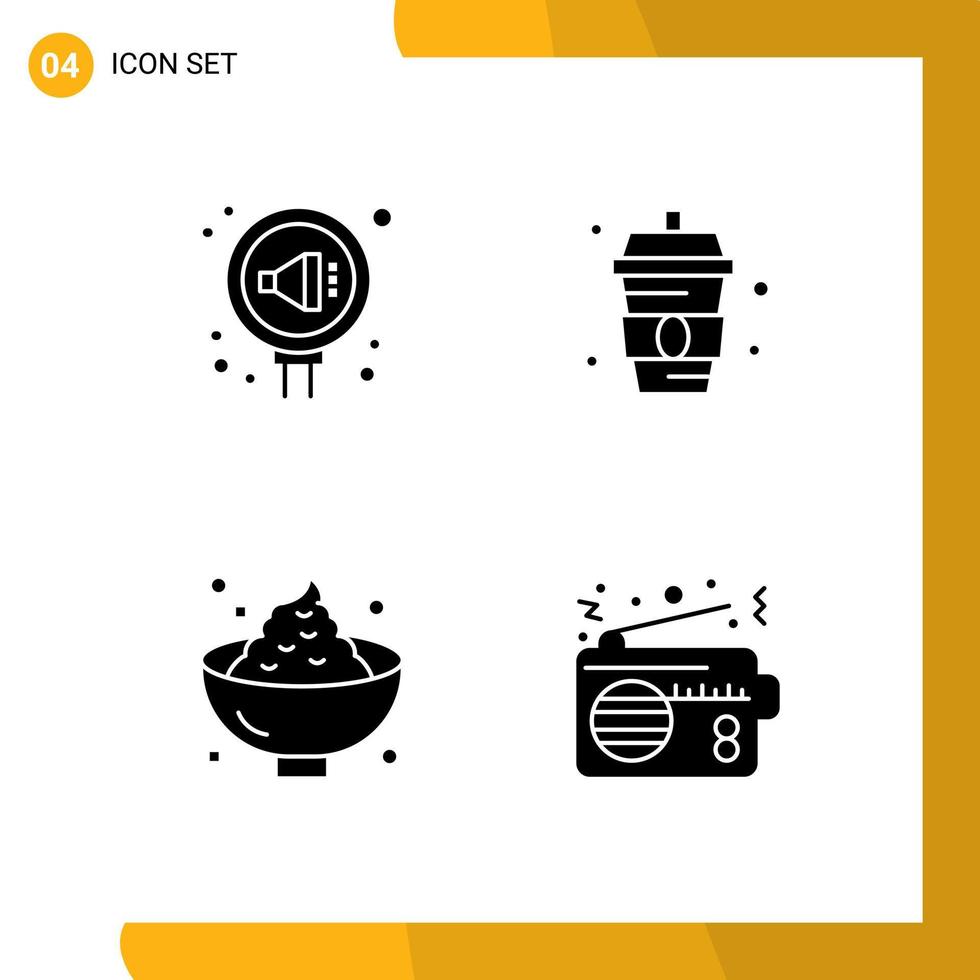 Modern Set of 4 Solid Glyphs and symbols such as management dinner relation food holiday Editable Vector Design Elements