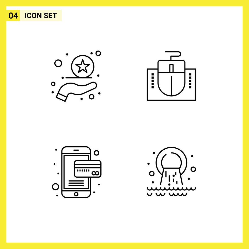 Stock Vector Icon Pack of 4 Line Signs and Symbols for premium payment mouse education pollution Editable Vector Design Elements