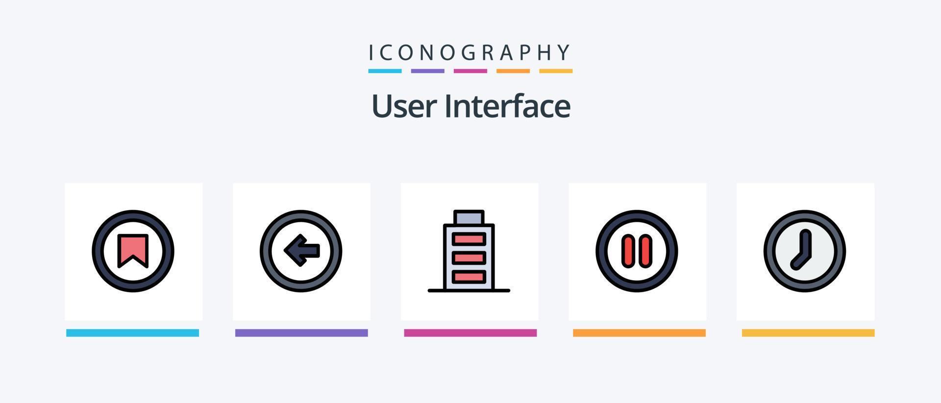 User Interface Line Filled 5 Icon Pack Including like. web. mobile phone. user. interface. Creative Icons Design vector