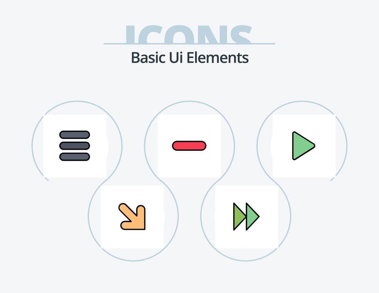 Basic Ui Elements Line Filled Icon Pack 5 Icon Design. remove. less. location. delete. down vector