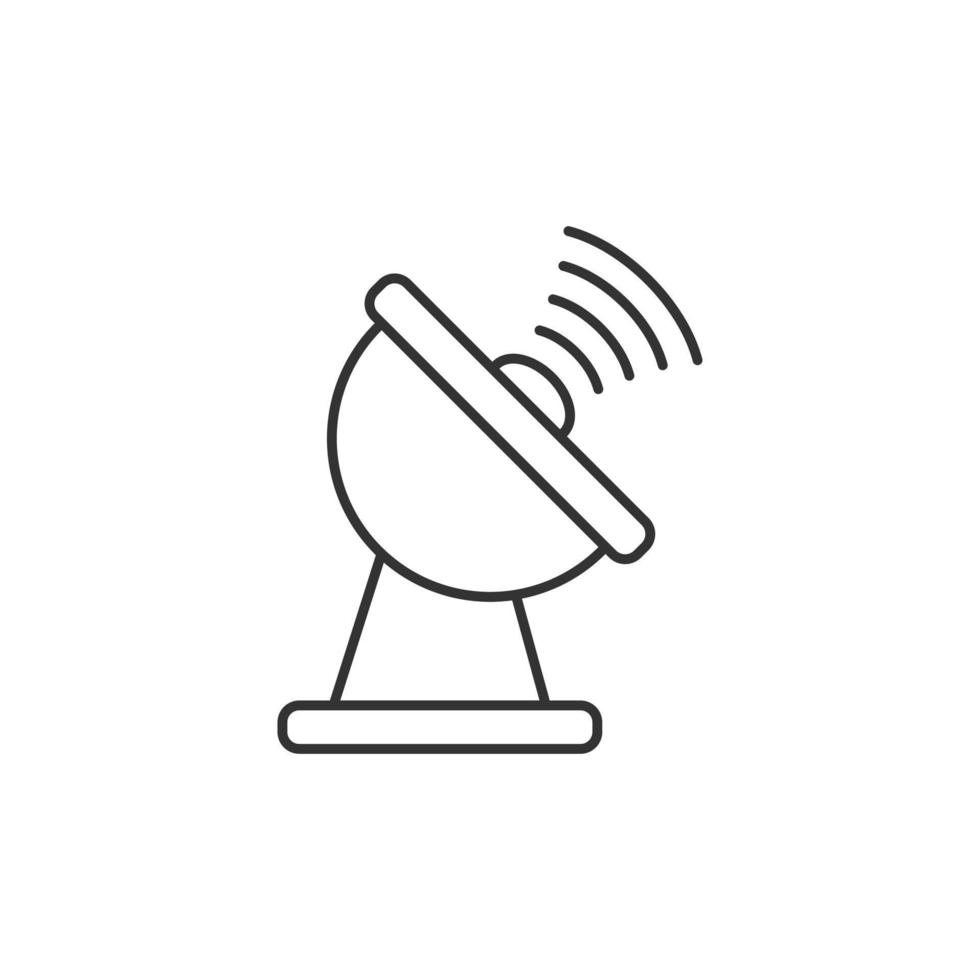 Satellite antenna tower icon in flat style. Broadcasting vector illustration on white isolated background. Radar business concept.