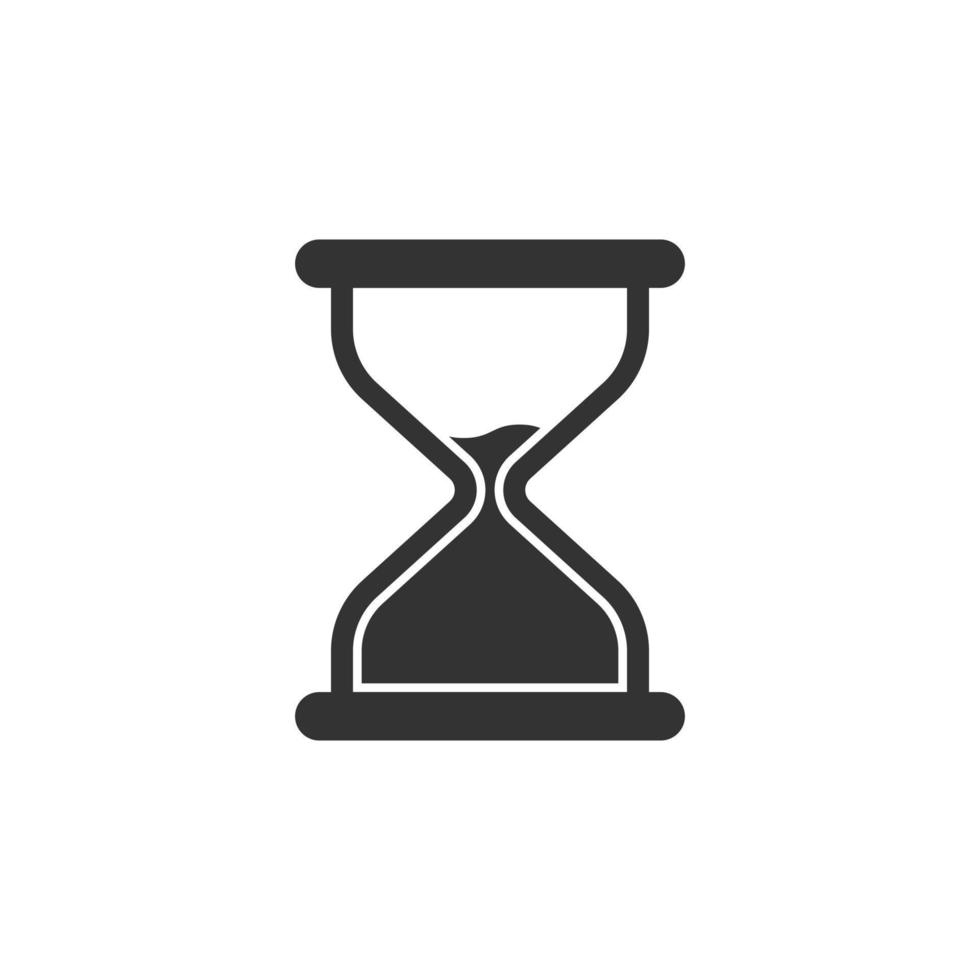 Hourglass icon in flat style. Sandglass vector illustration on white isolated background. Clock business concept.