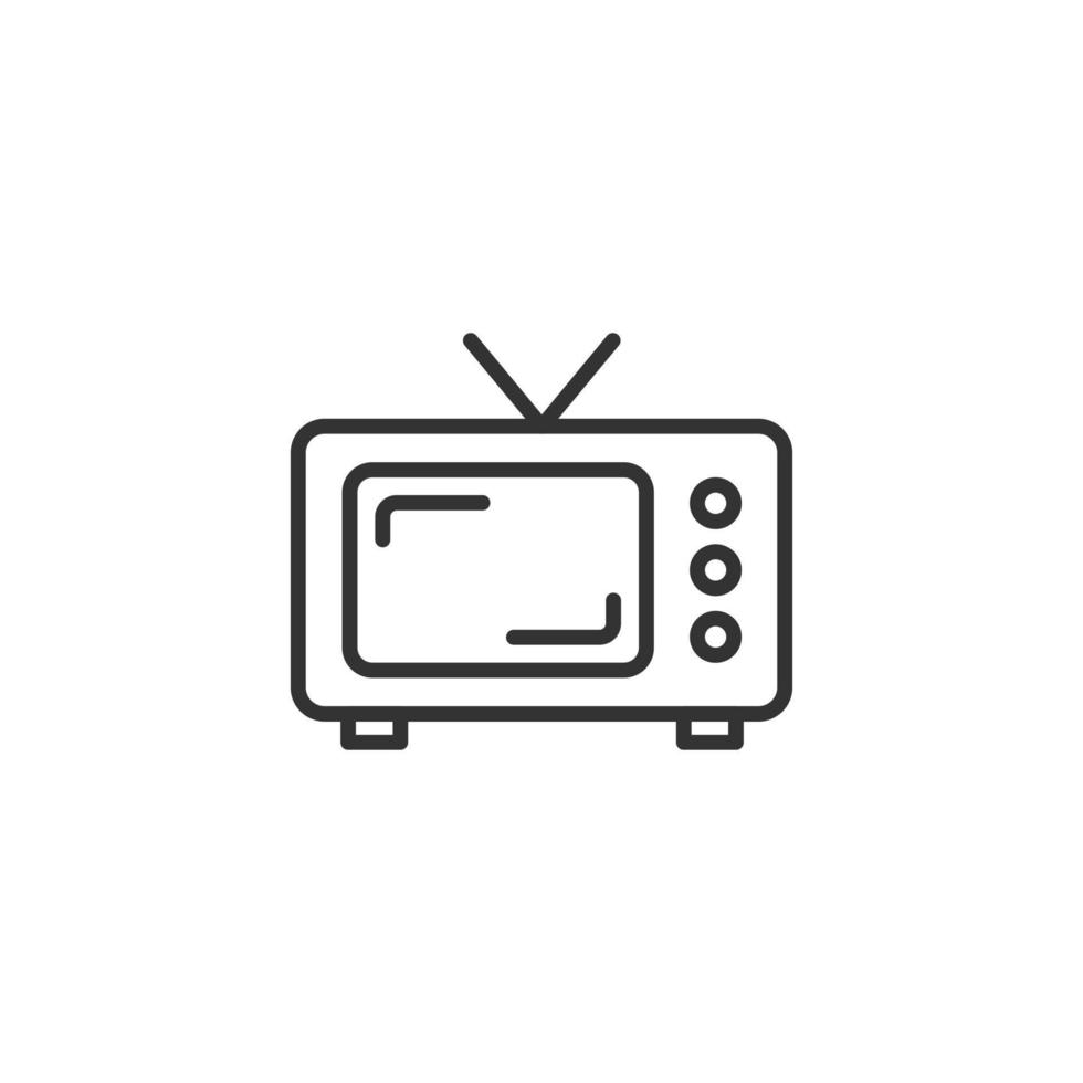 Retro tv screen vector icon in flat style. Old television illustration on white isolated background. Tv display business concept.