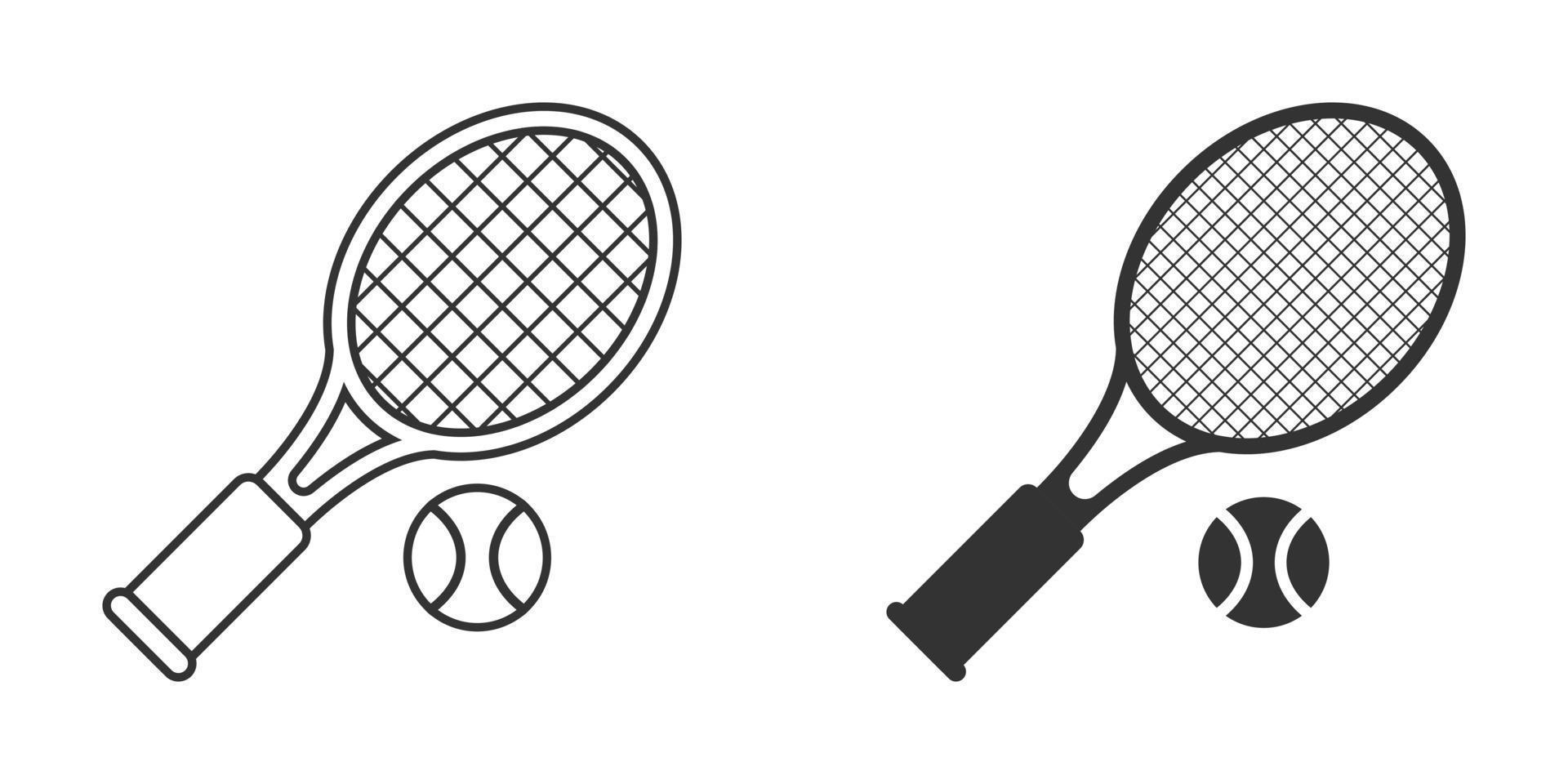 Tennis racket icon in flat style. Gaming racquet vector illustration on isolated background. Sport activity sign business concept.