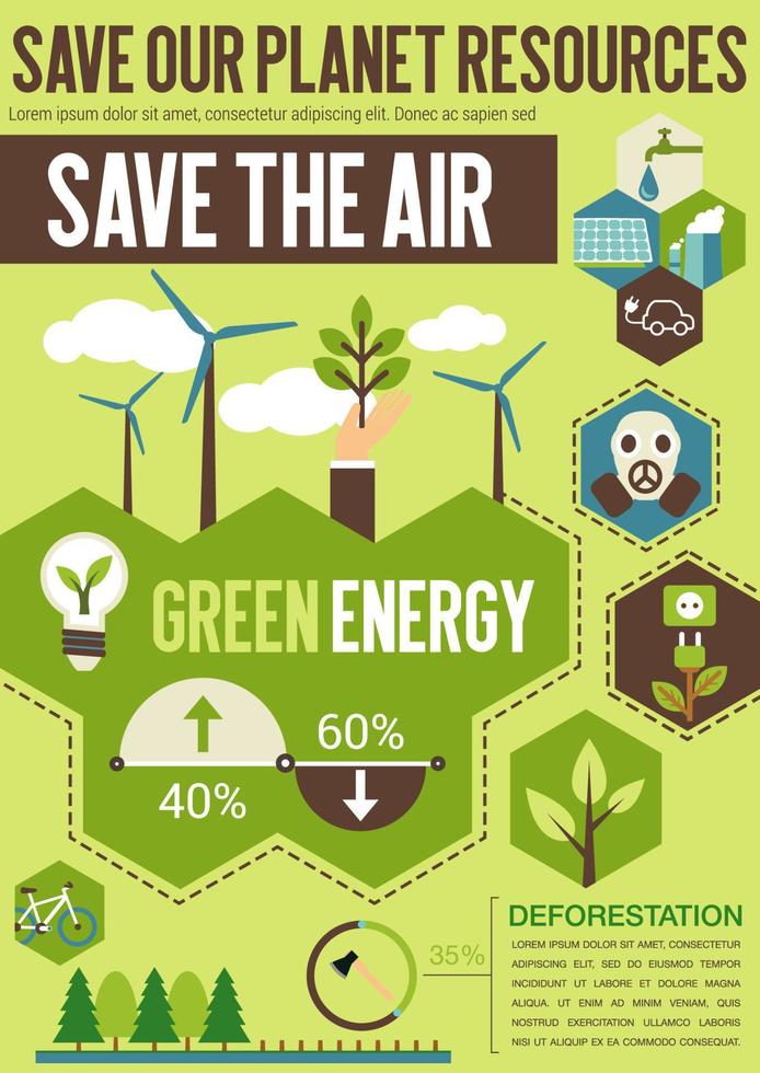 Save planet resources banner for ecology design vector