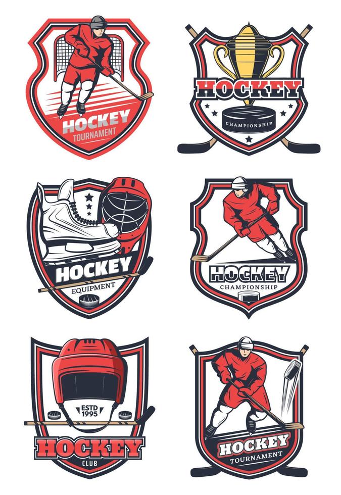 Ice hockey sport team, vector icons
