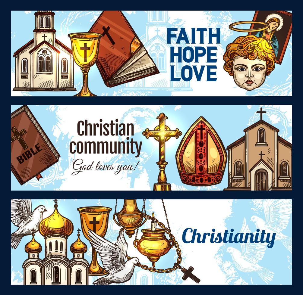 Christianity religion and religious objects vector