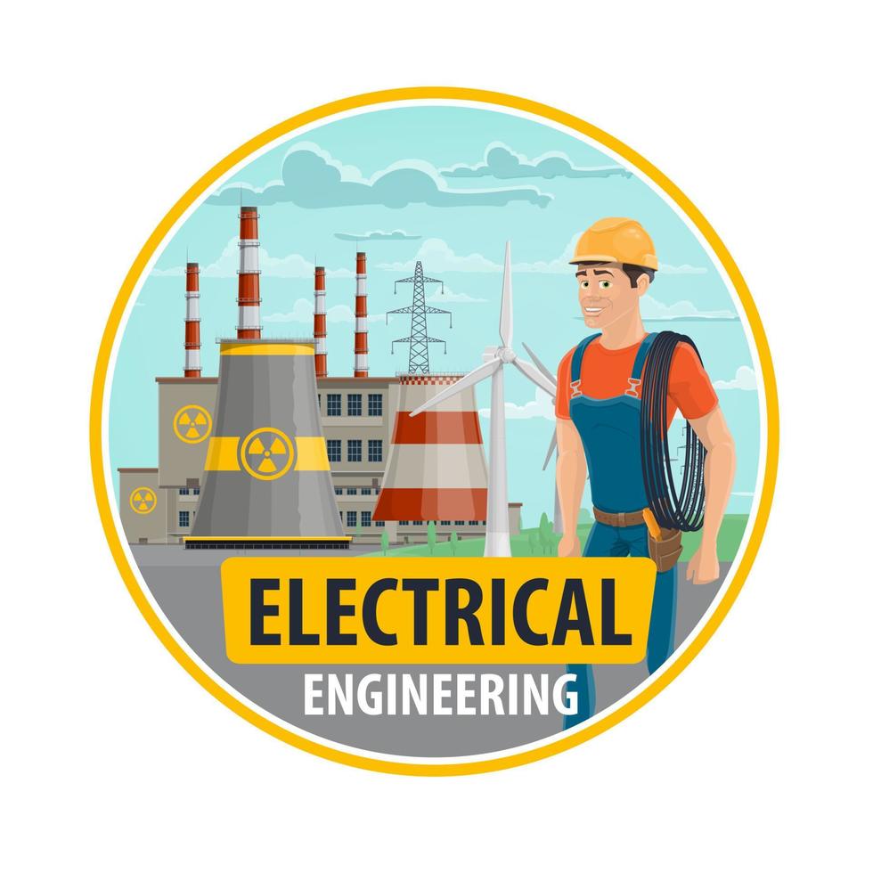 cartel de vector de ingeniería de energía de energía eléctrica