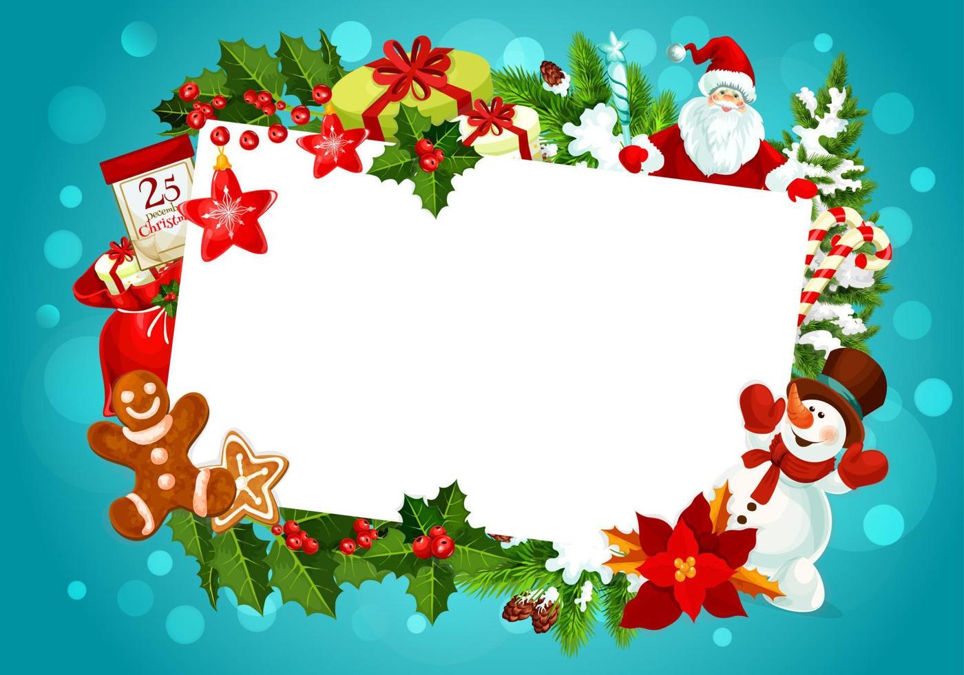 Christmas greeting card empty blank frame vector