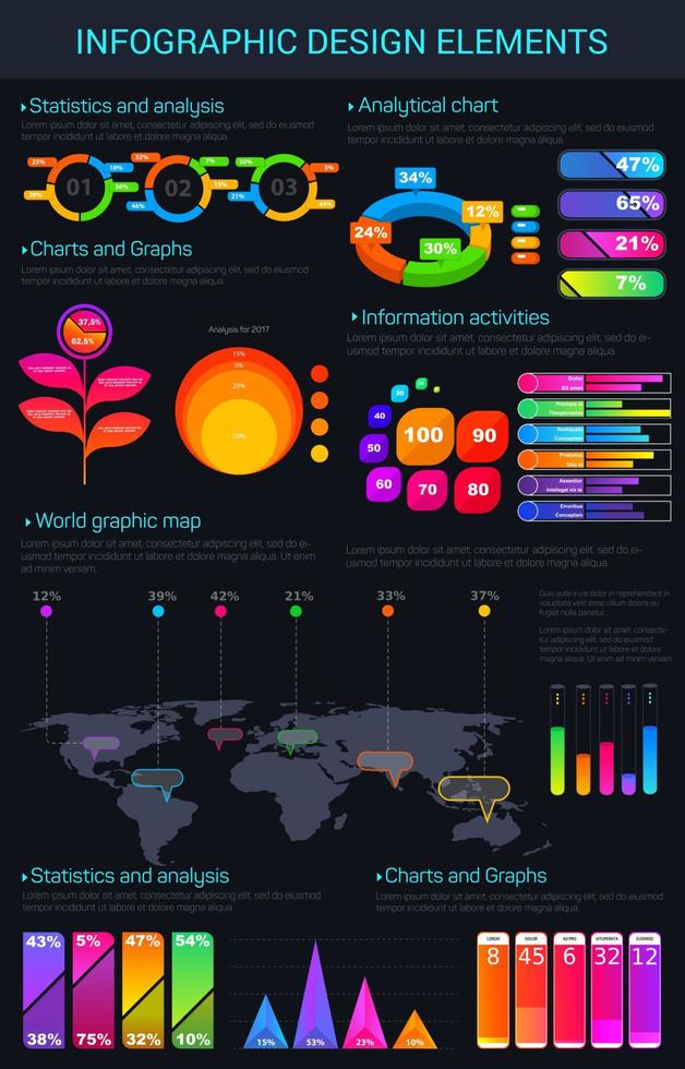 「高評価！」注目のレビュ design elements Infographic with 12683041 charts map, world アート・デザイン・音楽