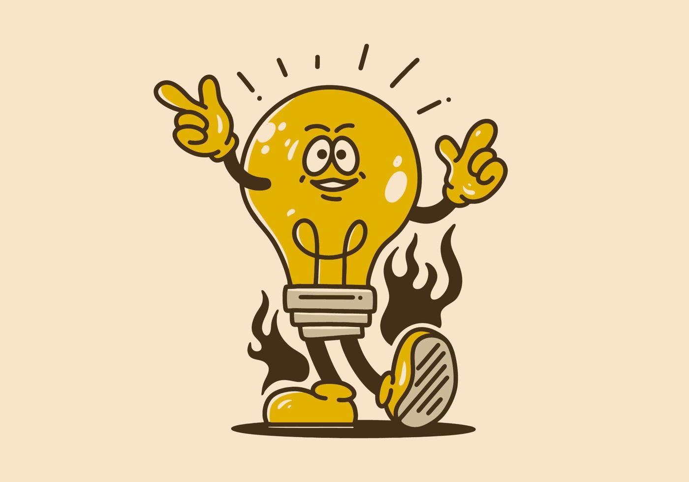 illustration design of light bulb with arms and legs vector