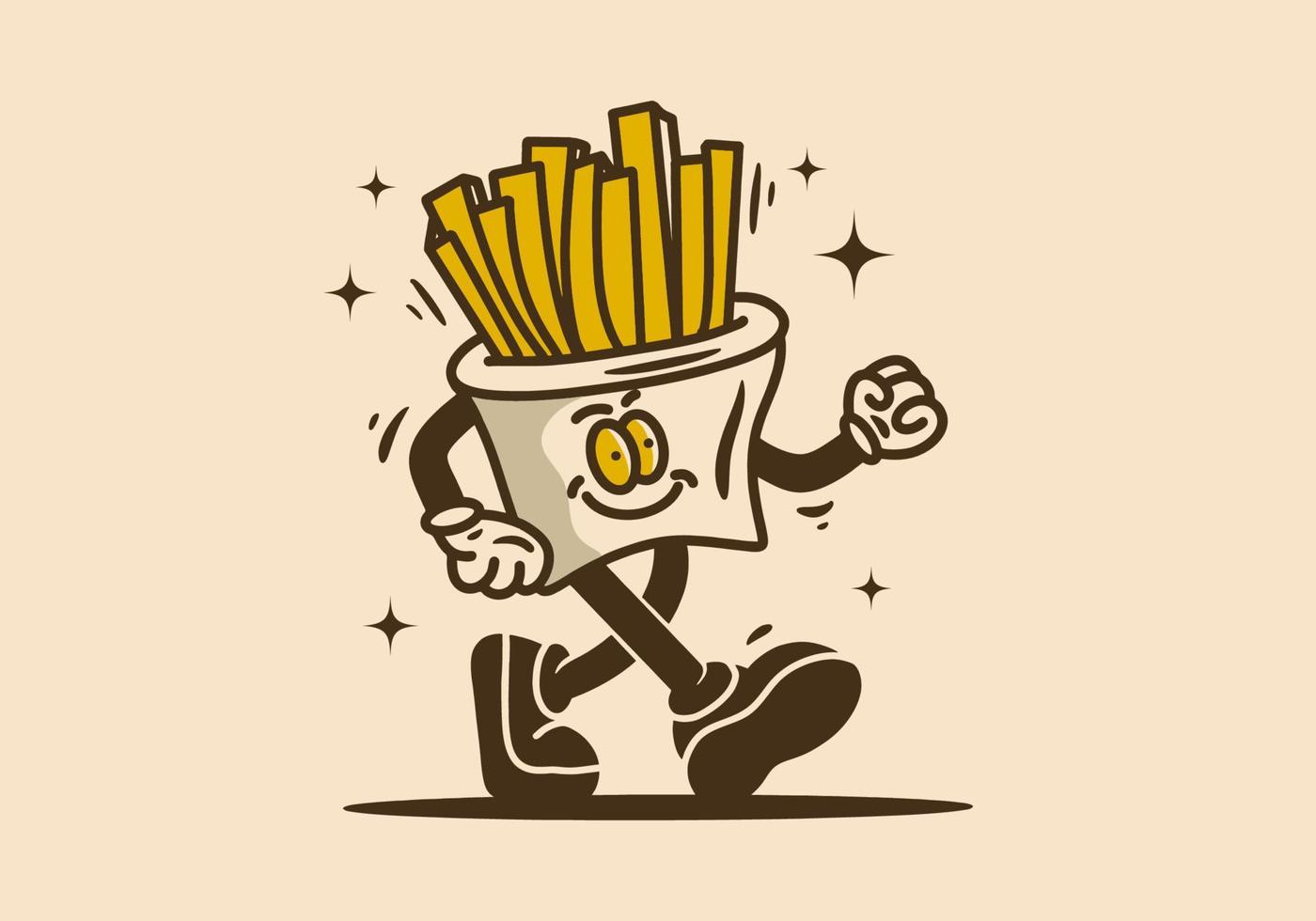 diseño de ilustración de una mascota de papas fritas amigo vector