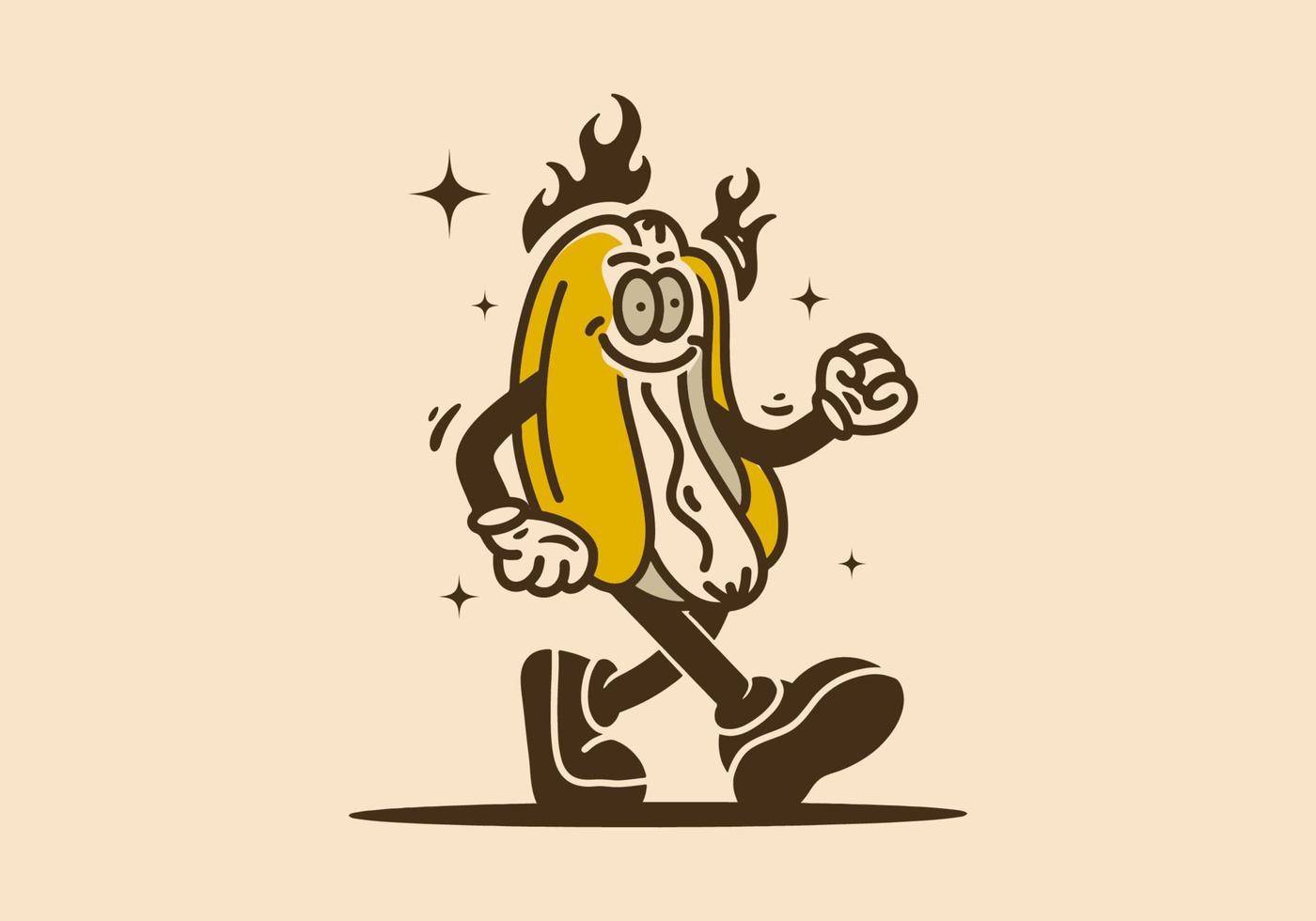 diseño ilustrativo de una mascota de hot dog vector