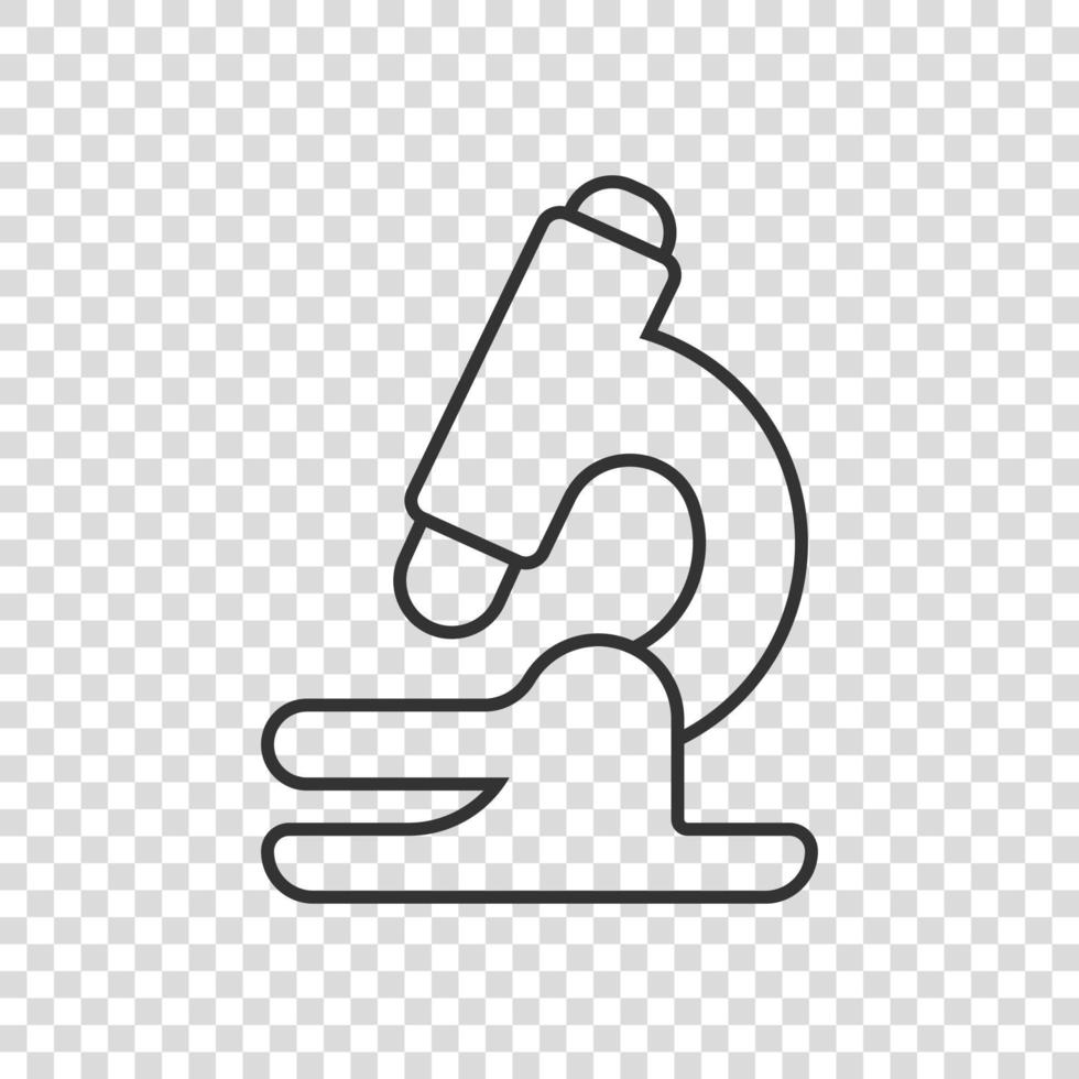 Microscope icon in flat style. Laboratory magnifier vector illustration on isolated background. Biology instrument sign business concept.