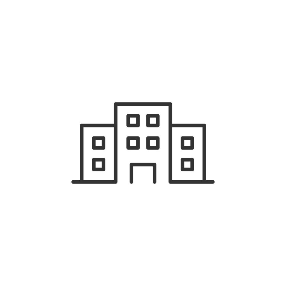 icono de signo de edificio de oficinas en estilo plano. Ilustración de vector de apartamento sobre fondo aislado. concepto de negocio de arquitectura.