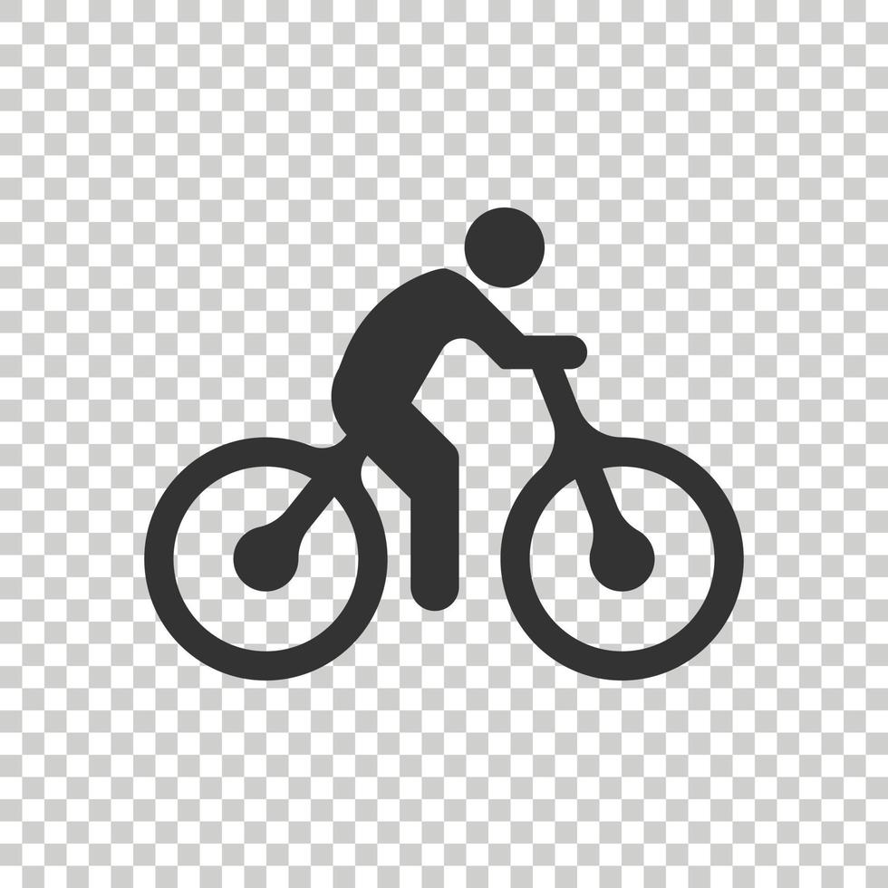 icono de bicicleta en estilo plano. bicicleta con personas vector ilustración sobre fondo blanco aislado. concepto de negocio de jinete.