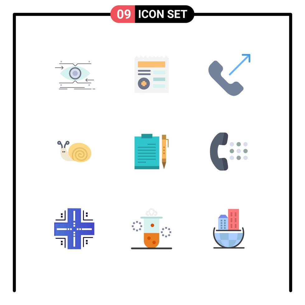 9 iconos creativos signos y símbolos modernos de documento caracol médico pascua teléfono elementos de diseño vectorial editables vector