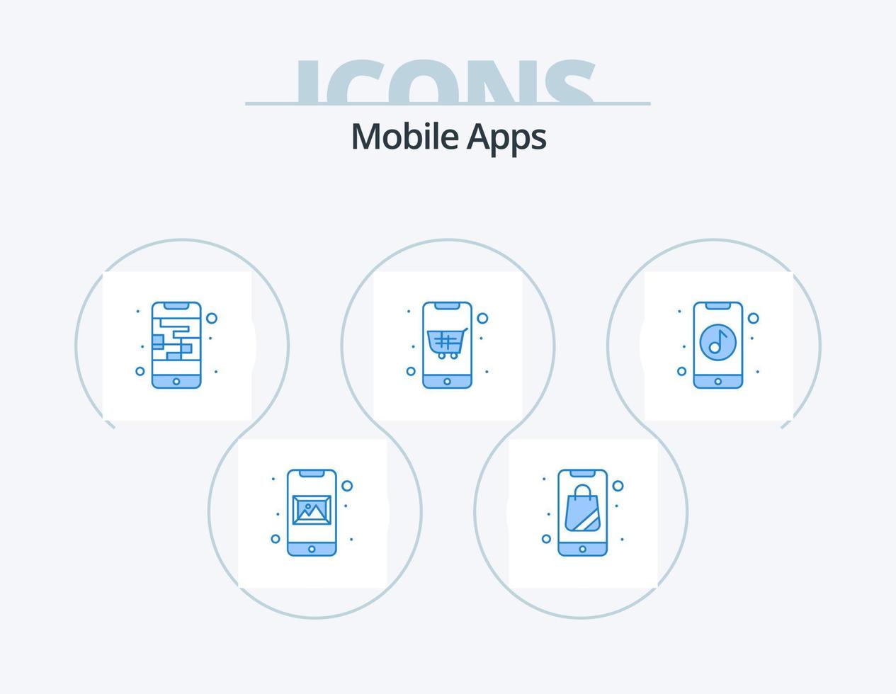 Mobile Apps Blue Icon Pack 5 Icon Design. app. shopping. app. plain. map vector
