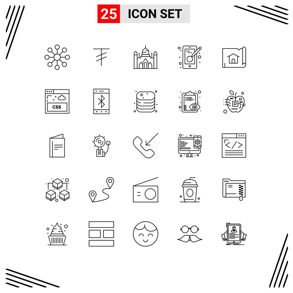 Pack of 25 creative Lines of house construction dhaka building designing Editable Vector Design Elements