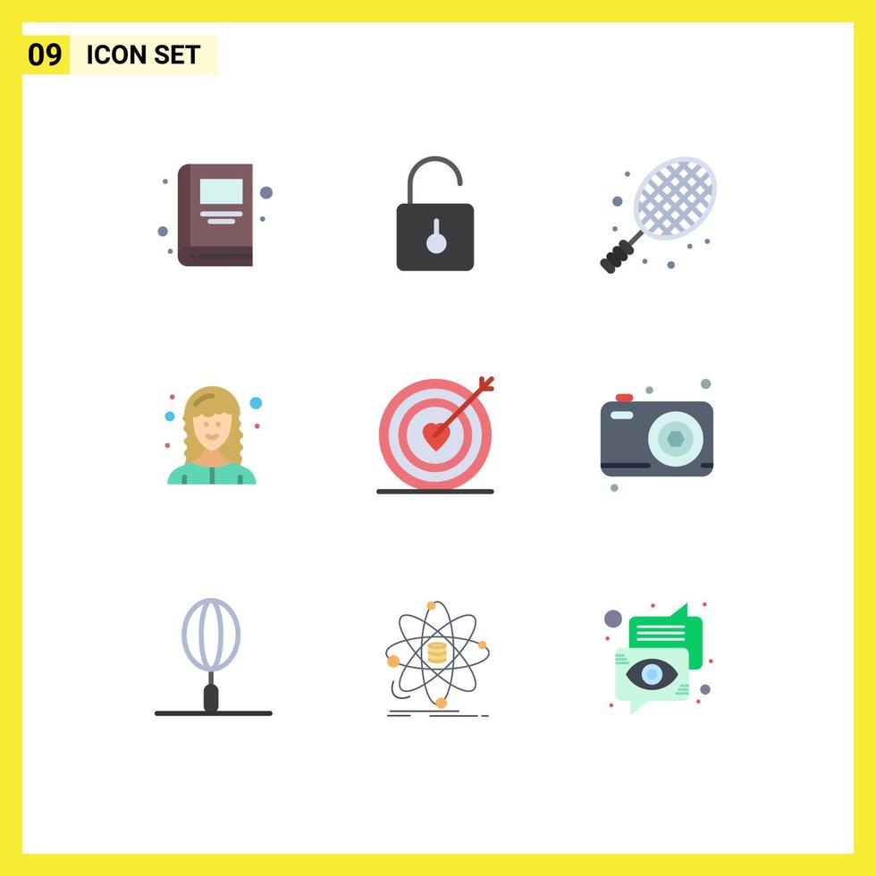 9 Creative Icons Modern Signs and Symbols of love web developer ball female web developer developer Editable Vector Design Elements