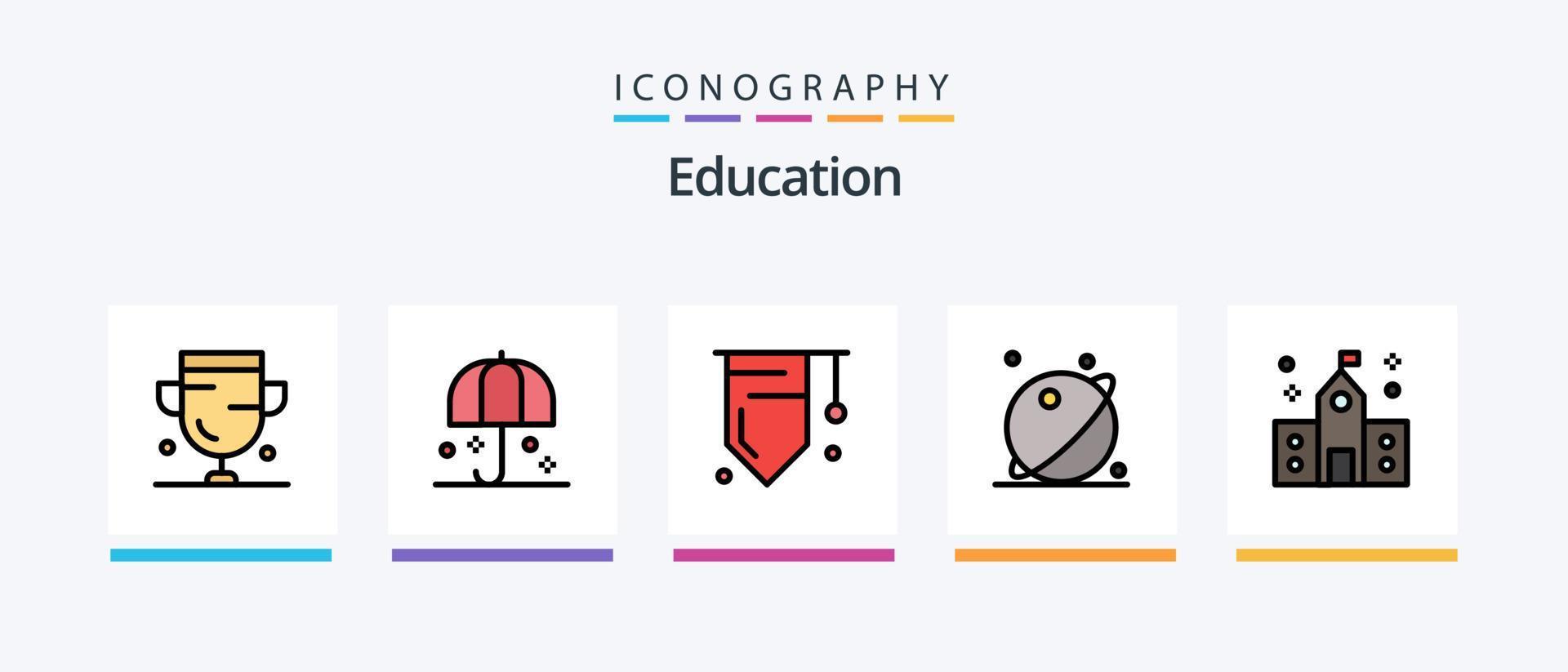 Education Line Filled 5 Icon Pack Including safety. protection. mortarboard. insurance. laboratory test tubes. Creative Icons Design vector