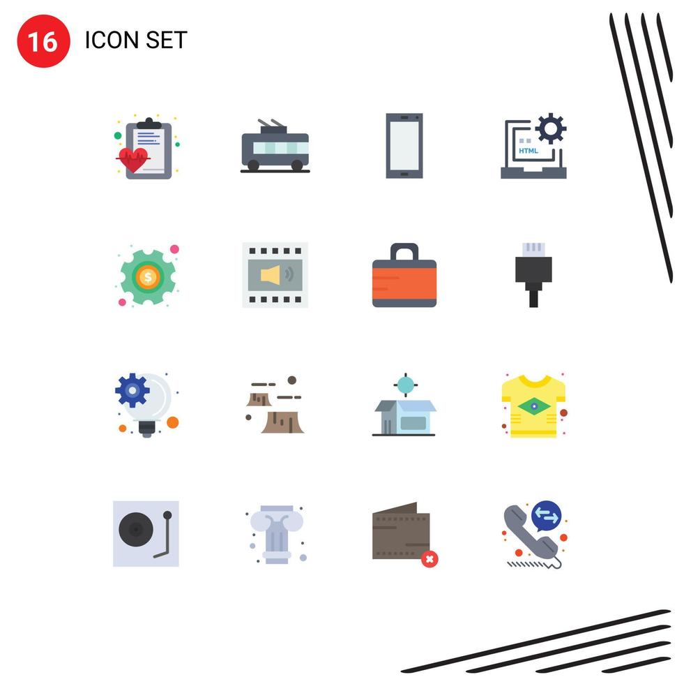 16 Universal Flat Colors Set for Web and Mobile Applications html develop phone coding iphone Editable Pack of Creative Vector Design Elements