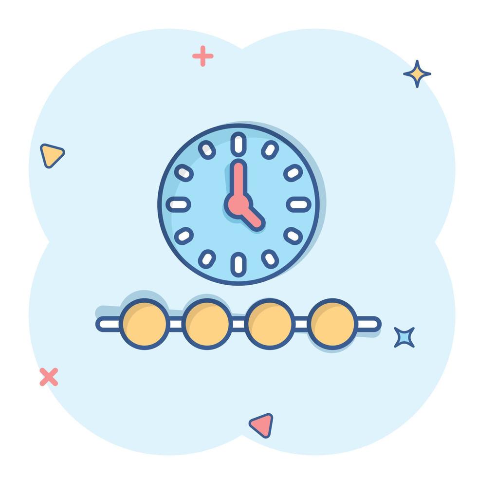 Timeline icon in comic style. Progress cartoon vector illustration on white isolated background. Diagram splash effect business concept.