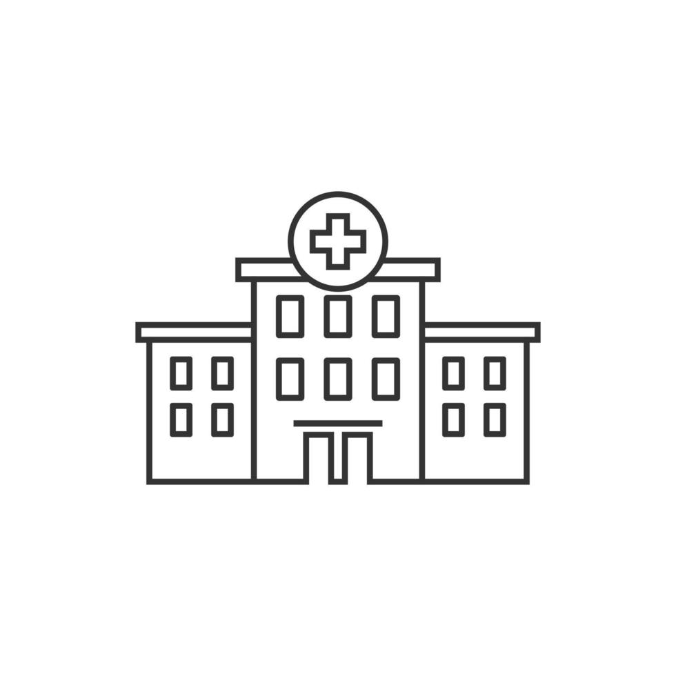 icono de edificio del hospital en estilo plano. ilustración de vector de clínica médica sobre fondo aislado. concepto de negocio de signo de medicina.