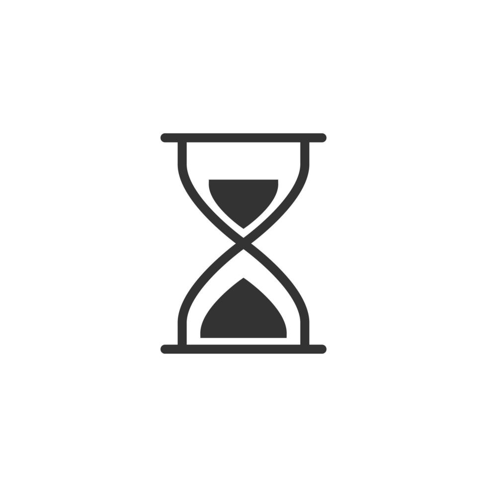 Hourglass icon in flat style. Sandglass vector illustration on white isolated background. Clock business concept.