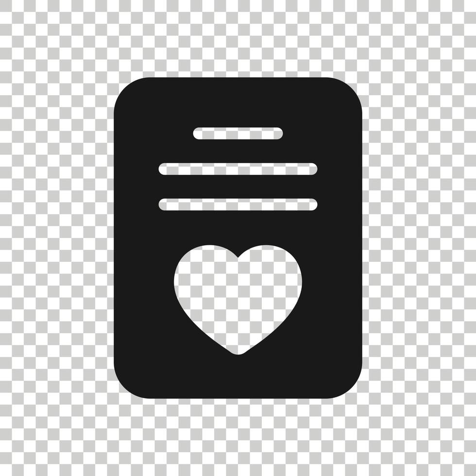 Wishlist icon in flat style. Like document vector illustration on white isolated background. Favorite list business concept.