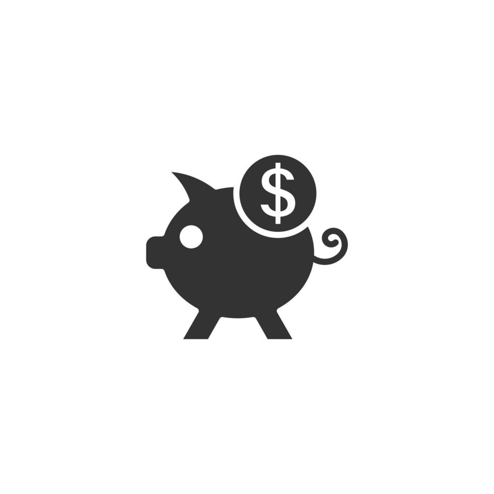 Money box icon in flat style. Pig container vector illustration on white isolated background. Piggy bank business concept.