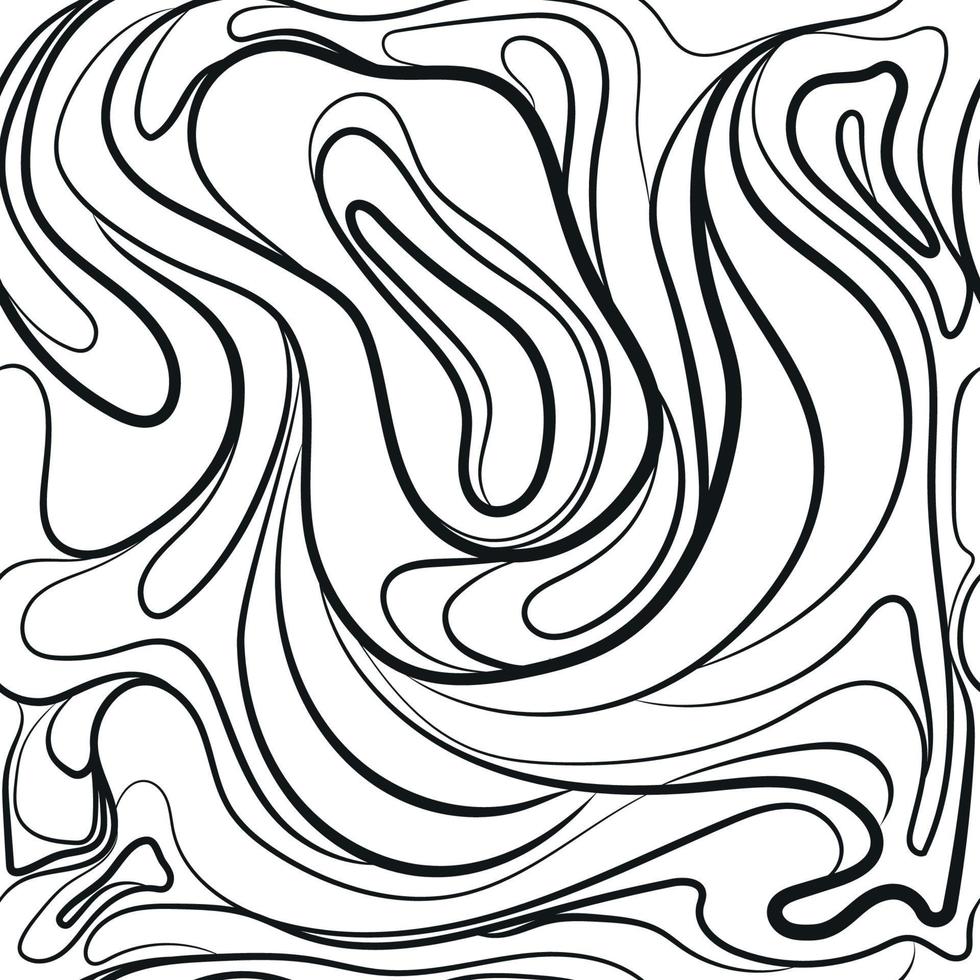 Abstract wavy swirls seamless pattern with black lines on white background vector illustration.Doodle Linear texture for background,paper print,textile,decoration