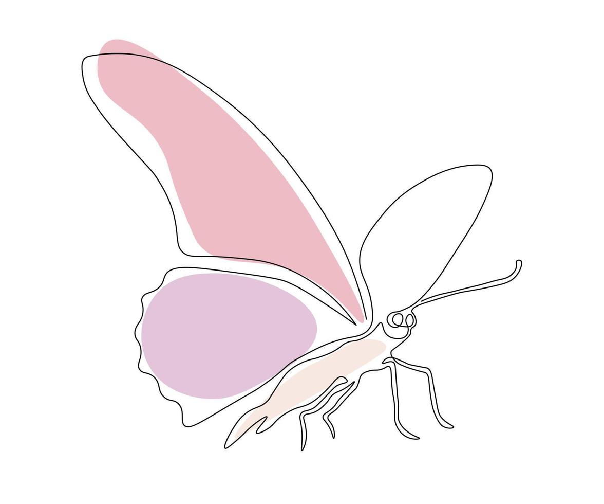 mariposa dibujada a mano, monolina, arte de una línea. logo vector