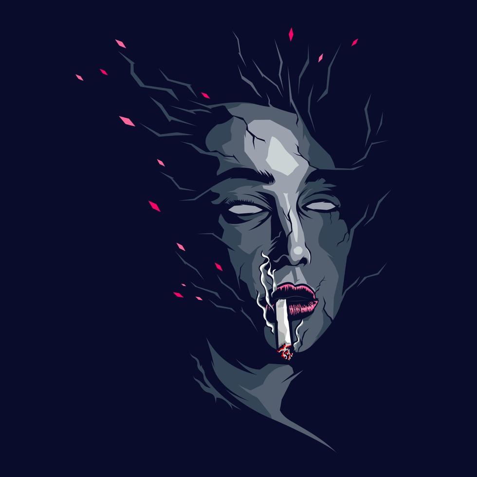 female smoker logo design illustration vector