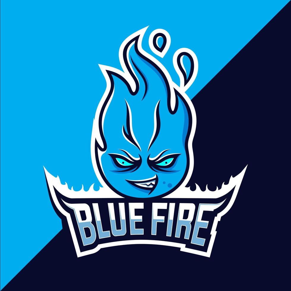 fire blue mascot esport logo design vector