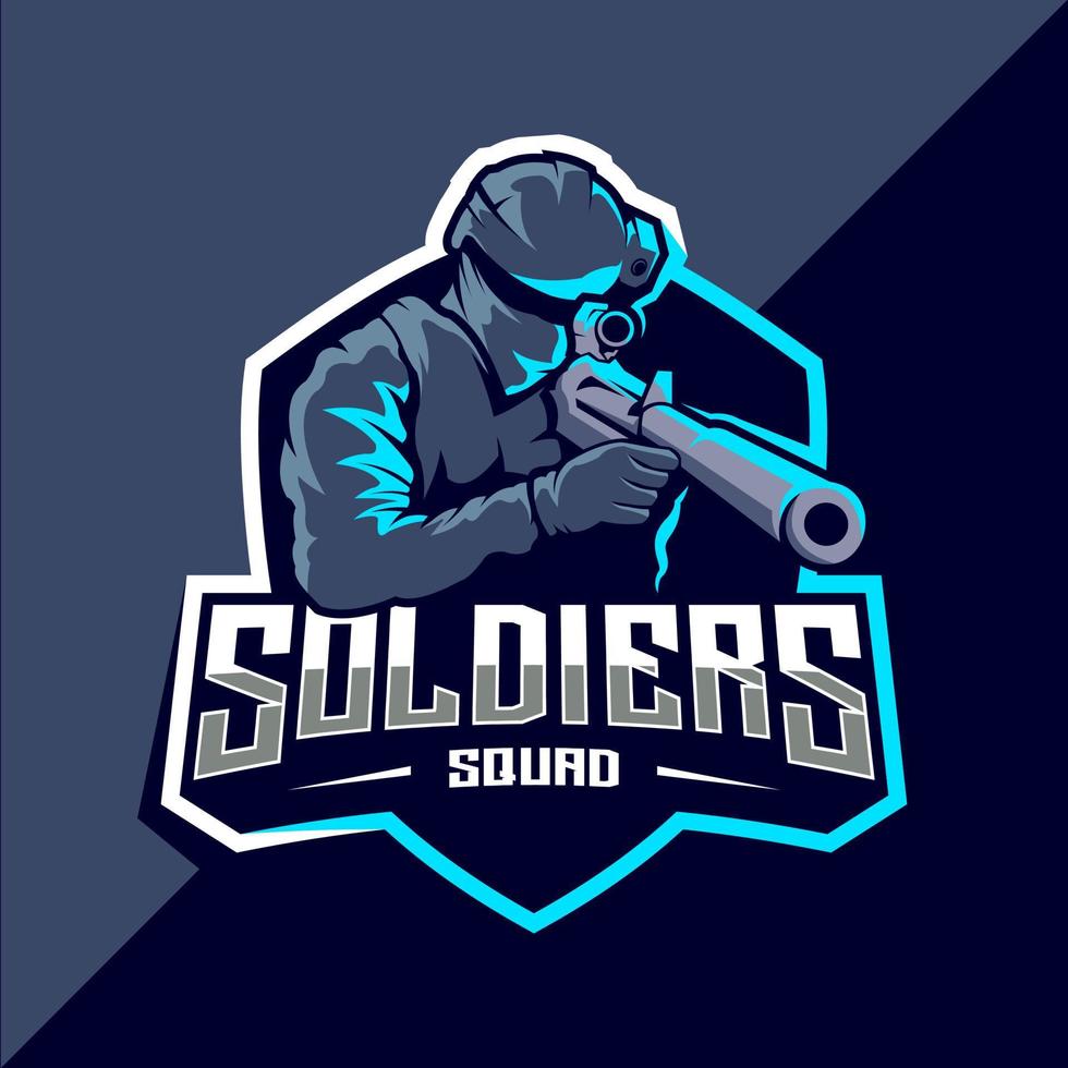 Soldier mascot esport logo design vector