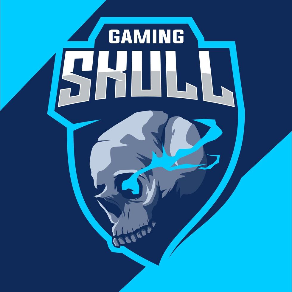 Skull head esport game logo design vector