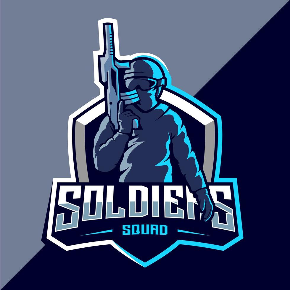 Soldier mascot esport logo design vector