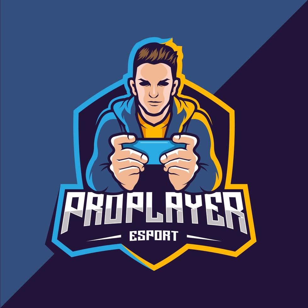 Pro player esports game logo design vector