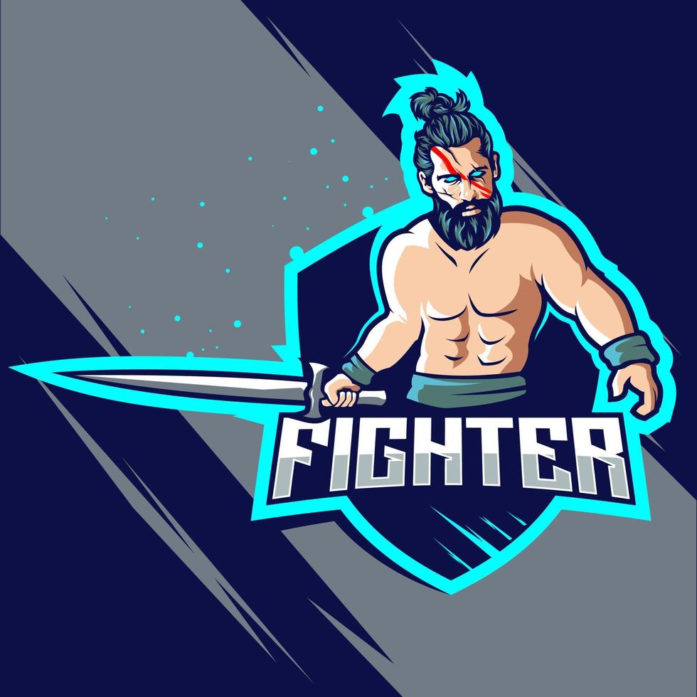 Fighter esport logo design vector