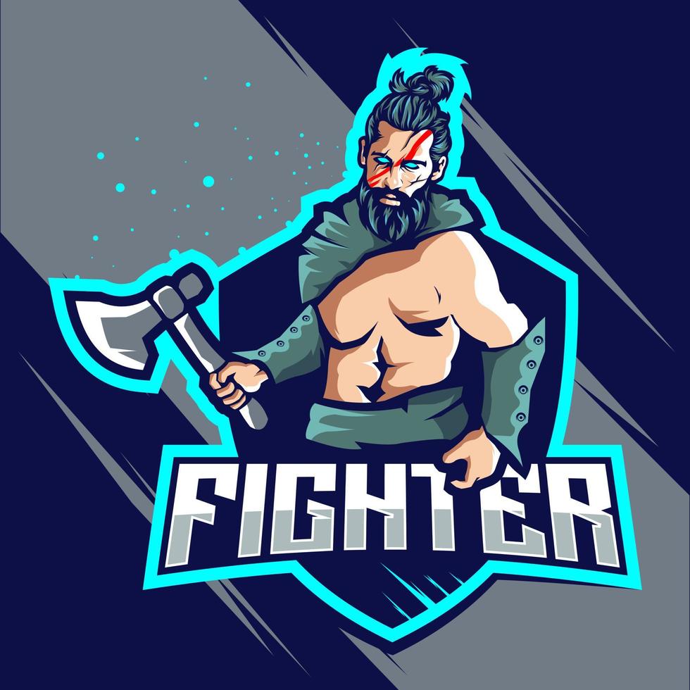 Fighter esport logo design vector