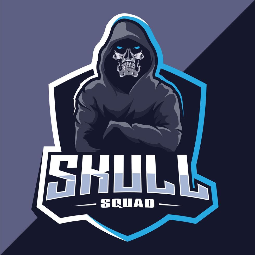 Skull squad with gun mascot esport logo vector