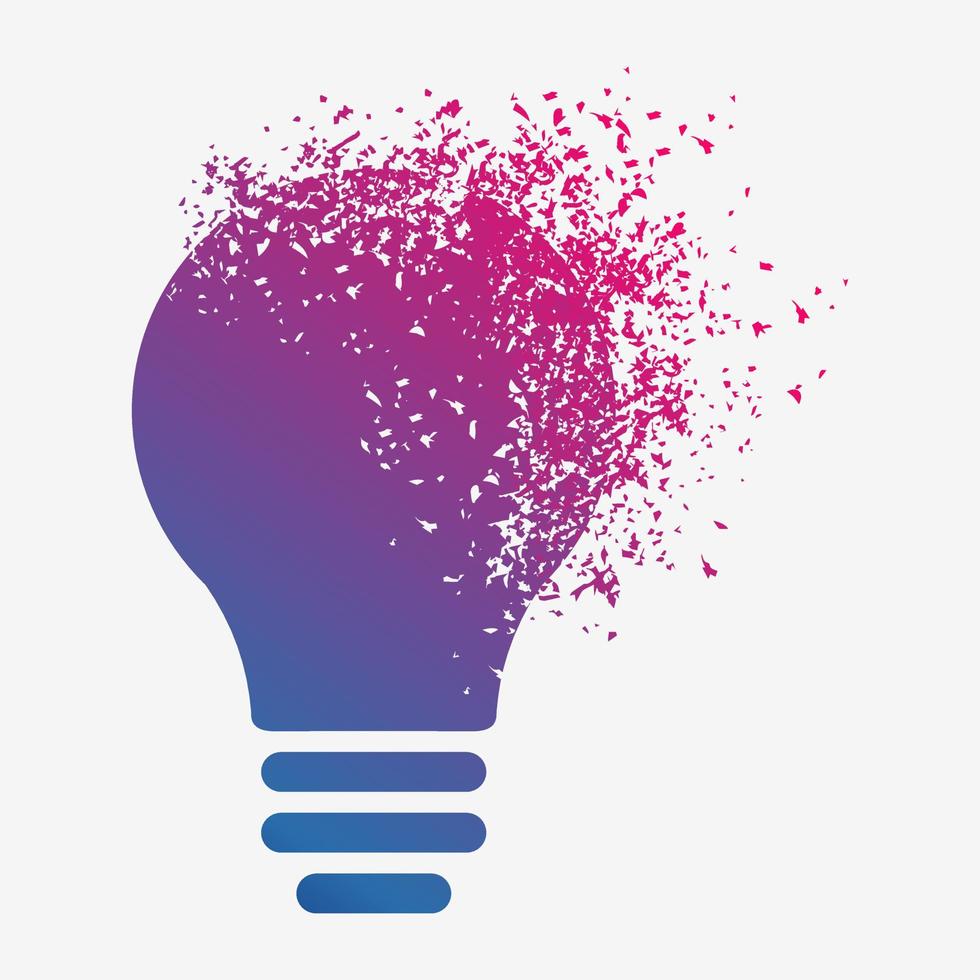 Gradient abstract broken broken light bulb technology company logotype vector