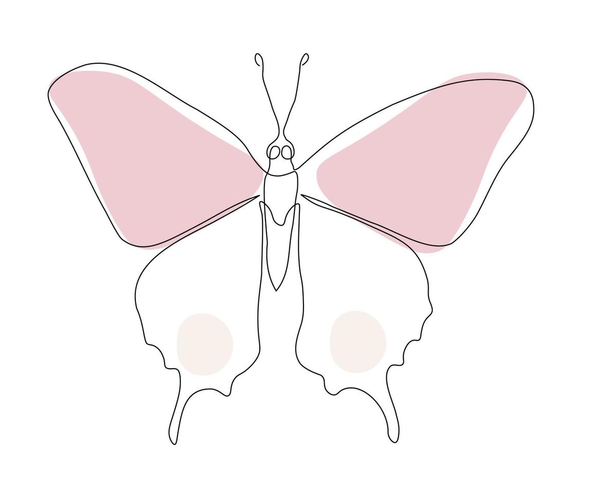 butterfly hand drawn, monoline, one line art. Logo vector