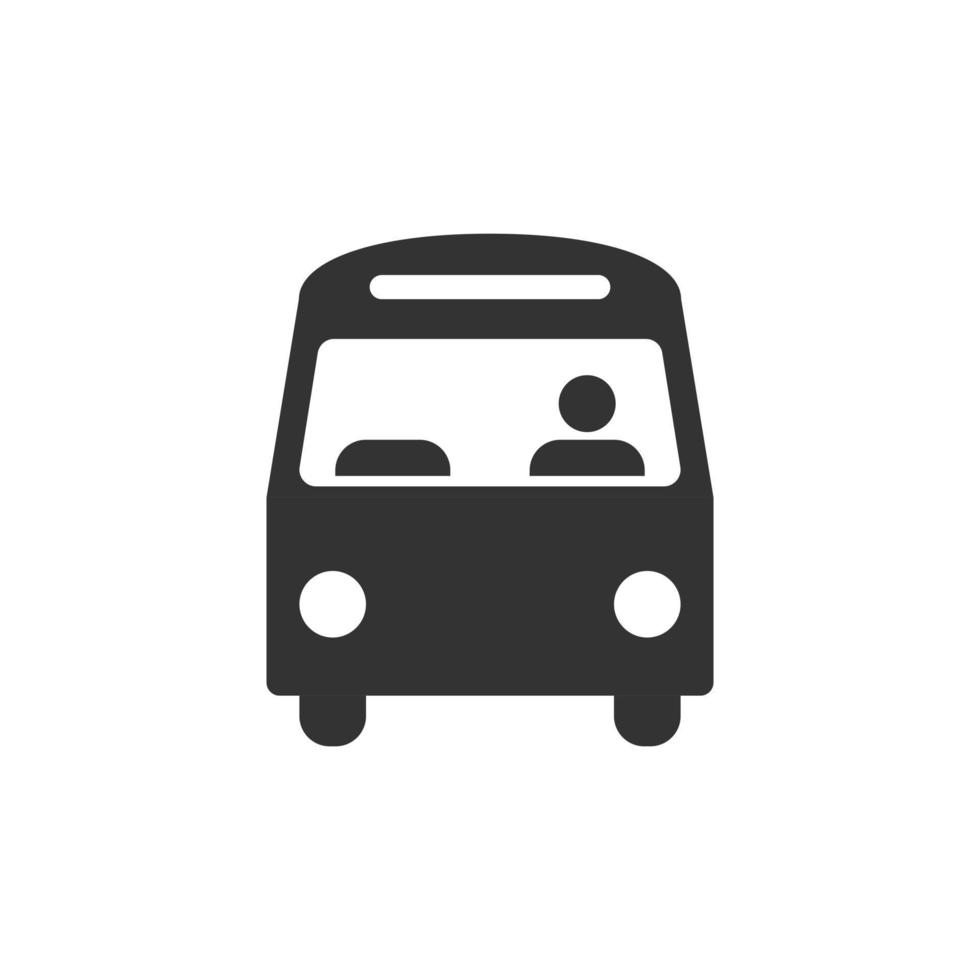 Bus icon in flat style. Coach vector illustration on white isolated background. Autobus vehicle business concept.