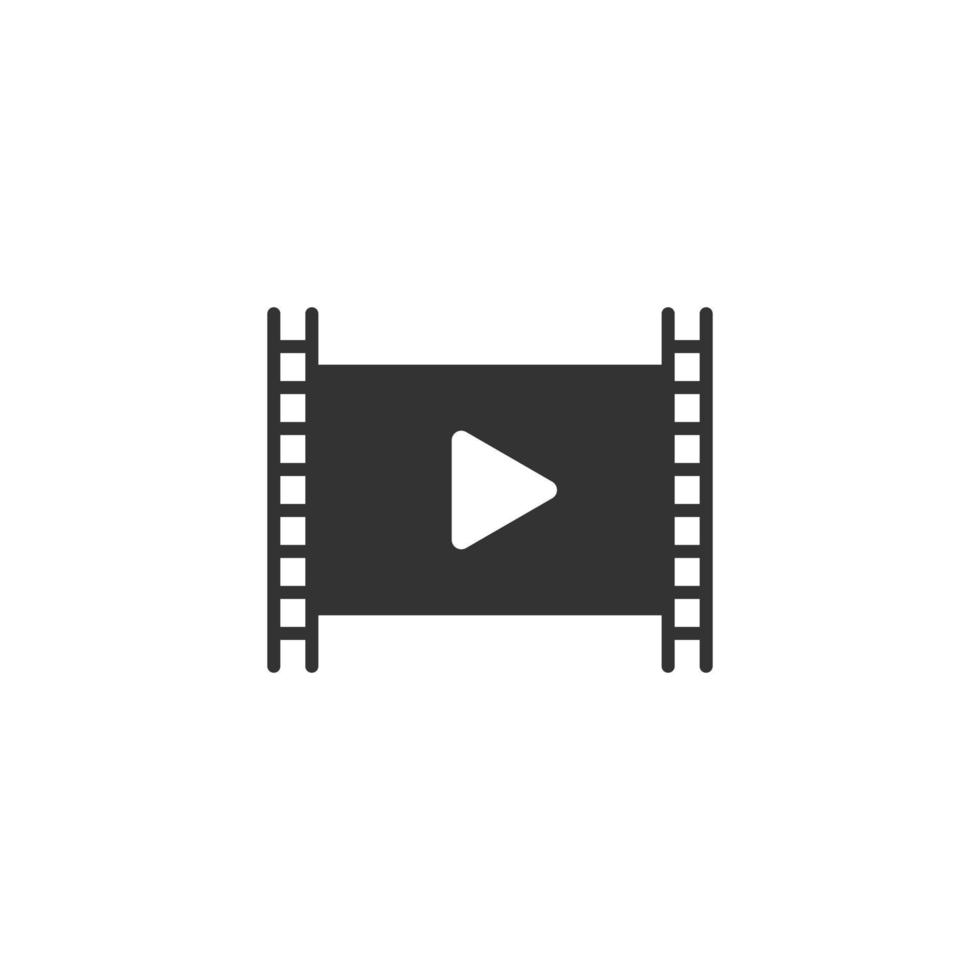 Film icon in flat style. Movie vector illustration on white isolated background. Play video business concept.
